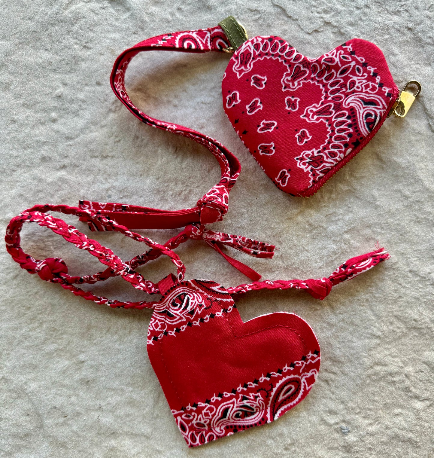 Red Bandana Heart - Bag Charms (set of 2)