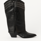 Western Style Leather Boots in Studded Black (PREORDER: Shipping by October 8)