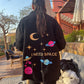 “ I NEED SPACE” embroidered Denim Shacket in Black