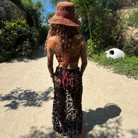 Skull & Star Crochet Sarong (Long) in Black