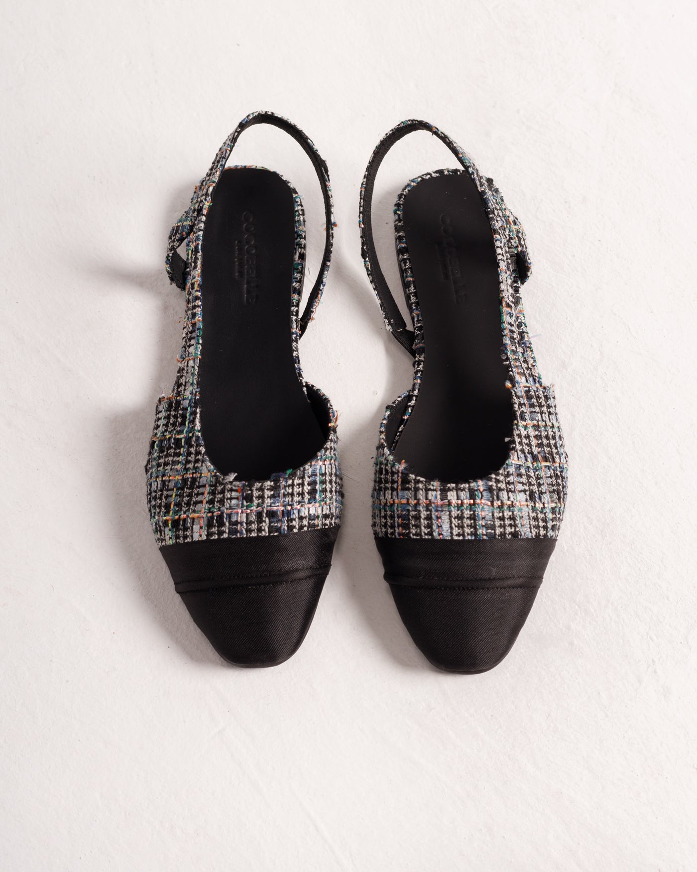 Jackie-O Slingback flats in Black Plaid