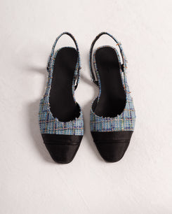 Jackie-O slingback flats in Denim Plaid