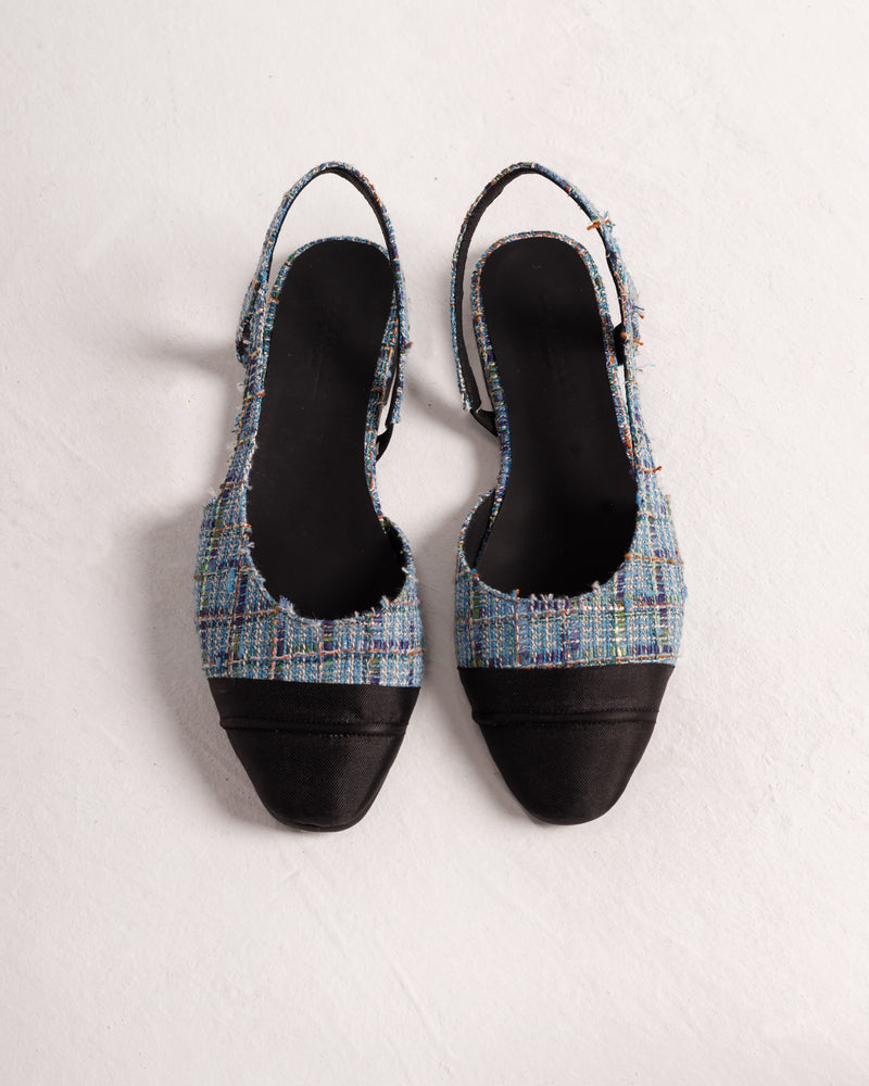 Jackie-O slingback flats in Denim Plaid