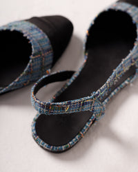 Jackie-O slingback flats in Denim Plaid