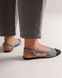 Jackie-O slingback flats in Denim Plaid