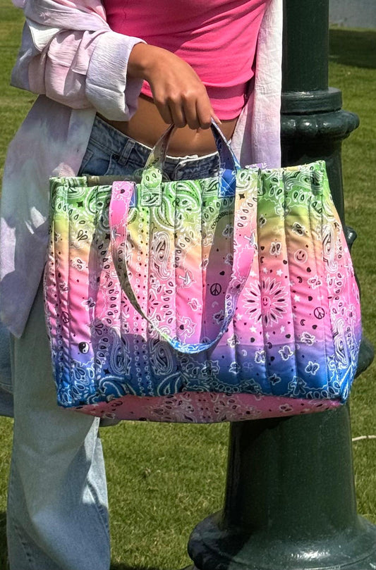 Bandana Quilted Tote Bag in Ombres
