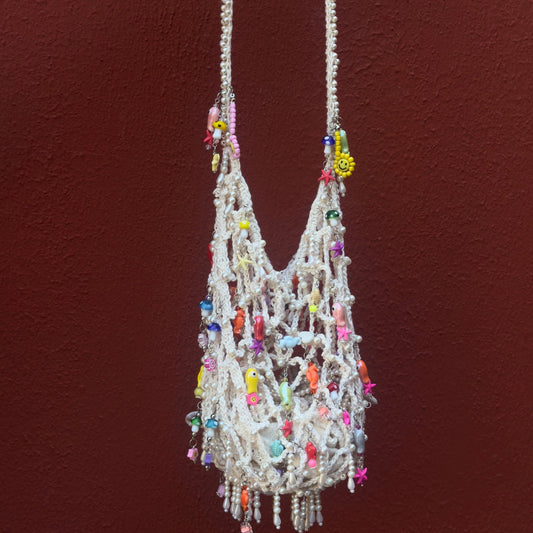 Arm Candy beaded crochet mini bag, COCOBELLE x Satisfashion