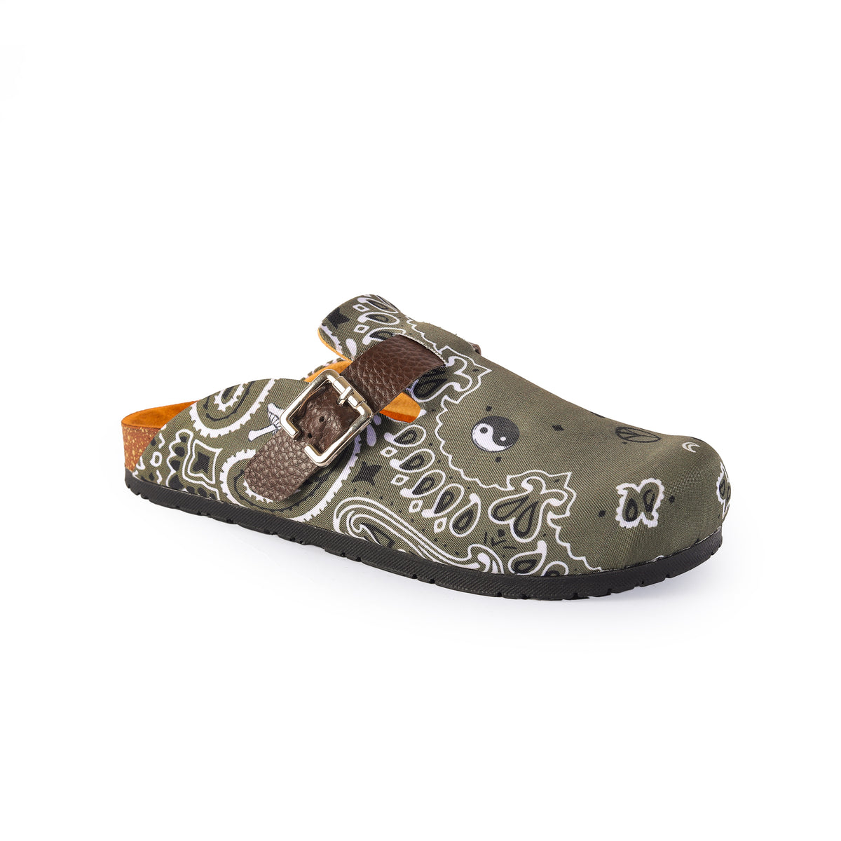 Bandana clogs in olive by COCOBELLE, view 3