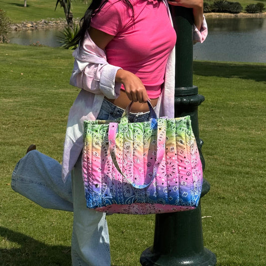 Bandana quilted tote bag in ombrés by COCOBELLE
