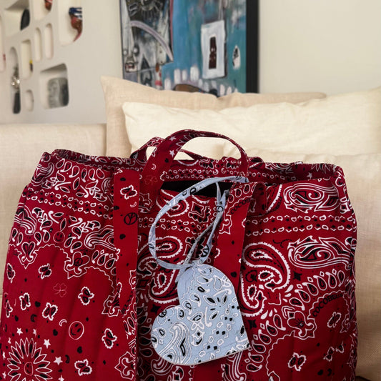 Bandana quilted tote bag in red by COCOBELLE