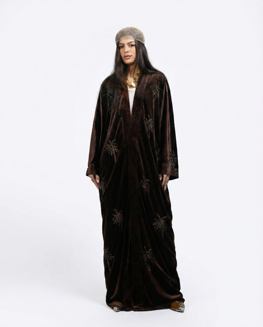 Nadya’s “Oxide Palm” Hand-Embroidered Maxi Kaftan