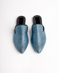 Donna mules in metallic blue by COCOBELLE, view 2
