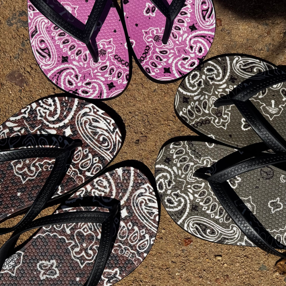 Olive bandana flip-flops by COCOBELLE, view 5