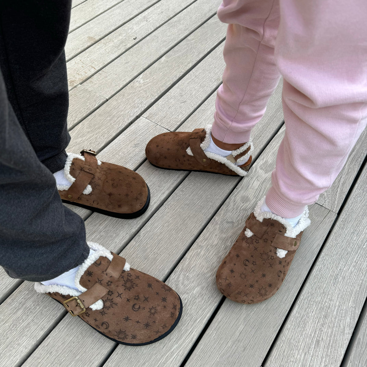 Girls' Celestial suede and shearling clogs by COCOBELLE, view 4