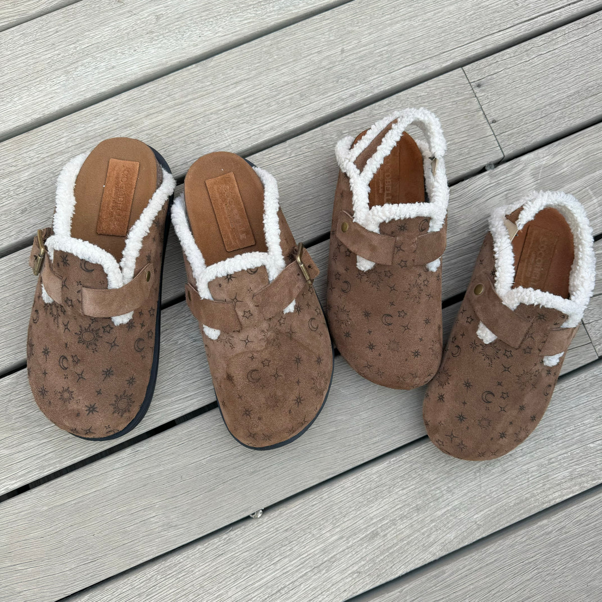 Girls' Celestial suede and shearling clogs by COCOBELLE, view 5