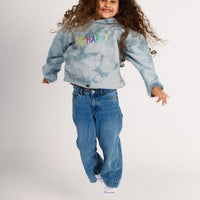 Girls' Happy tie-dye sweatshirt in blue by COCOBELLE