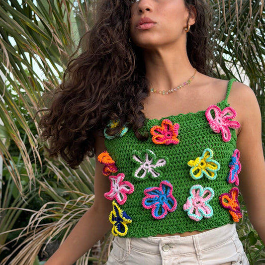 Handmade crochet summer flowers top by COCOBELLE