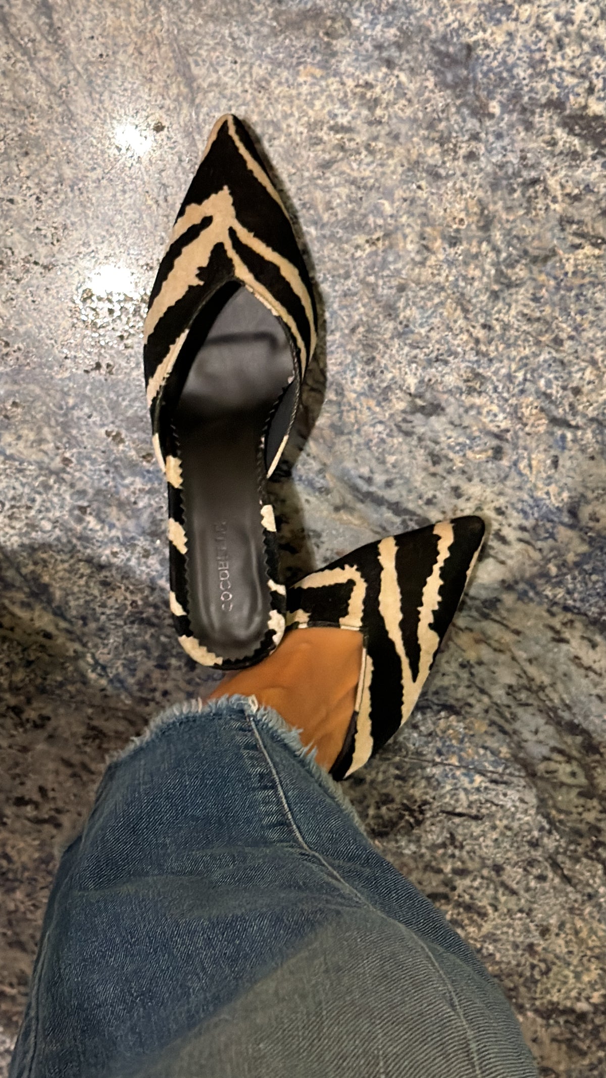 Iconic Kitten-Heel Mules in Zebra by COCOBELLE, view 2