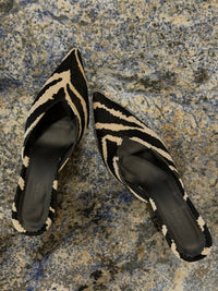 Iconic Kitten-Heel Mules in Zebra by COCOBELLE, view 3