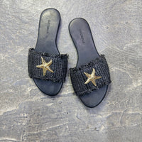 Iris Sandals in Black Raffia with starfish by COCOBELLE