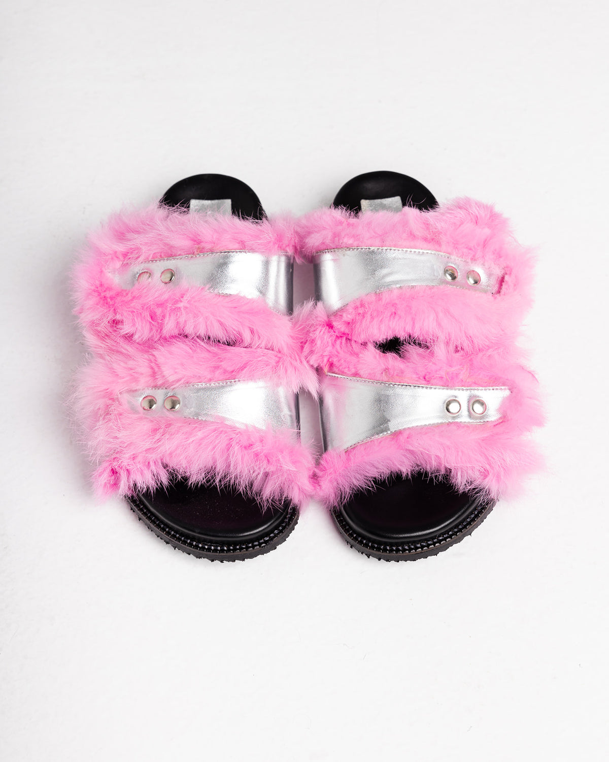 Isabel Slides in Be-My-Valentine Genuine Rabbit Fur by COCOBELLE, view 2