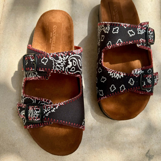 Isabel Slides in Black Bandana by COCOBELLE
