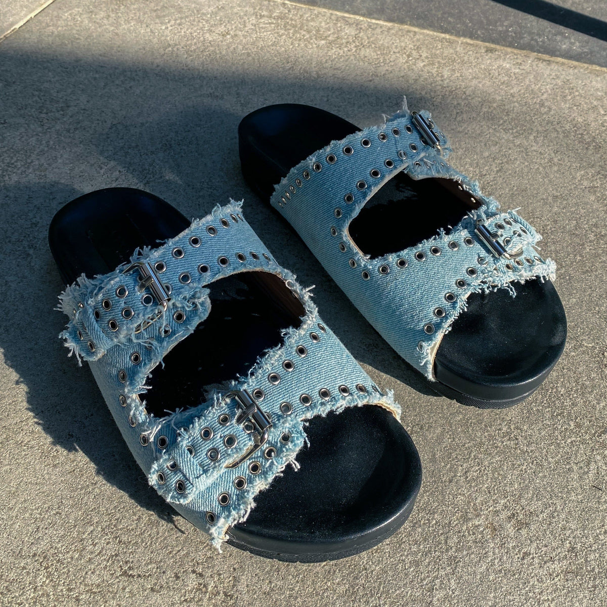 Isabel Slides in Denim by COCOBELLE