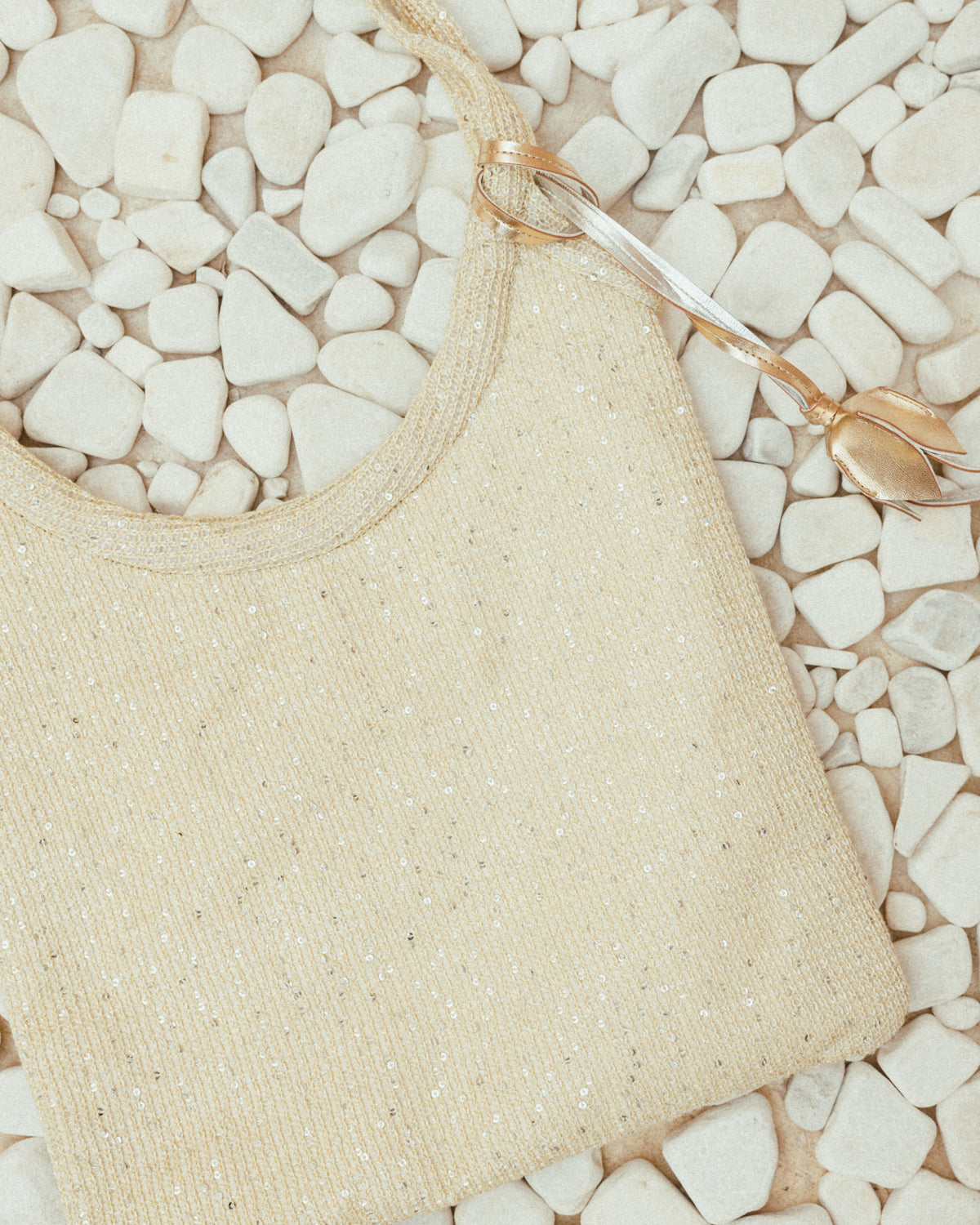 Ivy sequin mesh tote bag in natural by COCOBELLE, view 3
