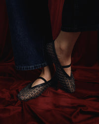 Jackie-O black mesh ballerina flats by COCOBELLE