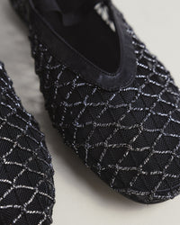 Jackie-O black mesh ballerina flats by COCOBELLE, view 3