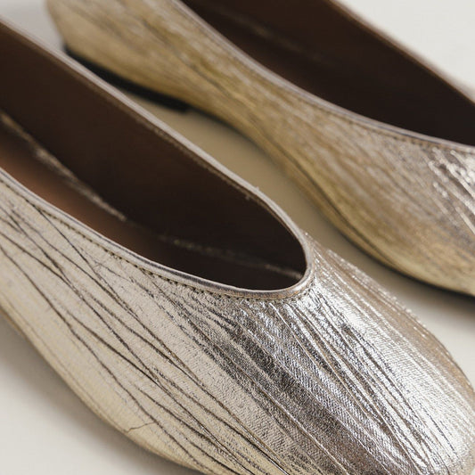 Jackie-O metallic gold ballerina flats by COCOBELLE