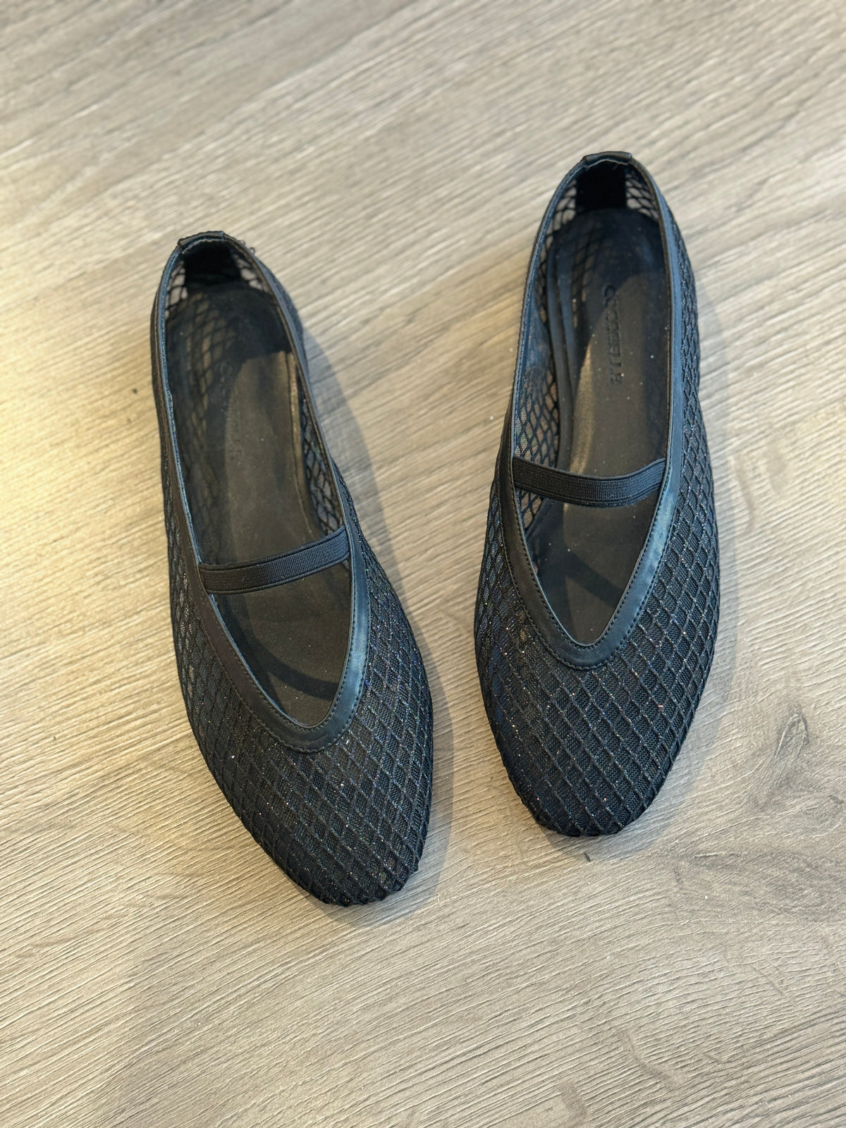 Jackie-O French-mesh ballerina flats in black by COCOBELLE, view 5