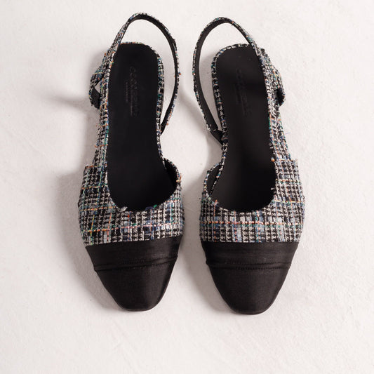 Jackie-O slingback ballerina flats in black plaid by COCOBELLE