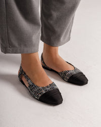 Jackie-O slingback ballerina flats in black plaid by COCOBELLE, view 3