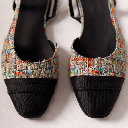 Jackie-O slingback ballerina flats in colored plaid by COCOBELLE