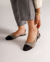 Jackie-O slingback ballerina flats in colored plaid by COCOBELLE, view 3