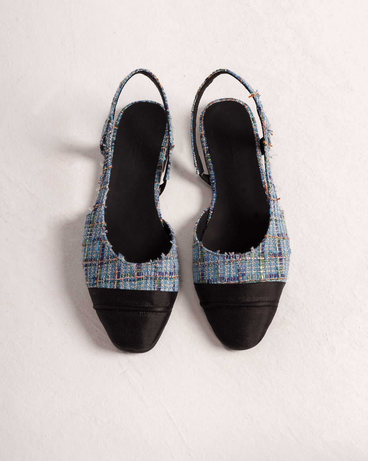Jackie-O slingback ballerina flats in denim plaid by COCOBELLE