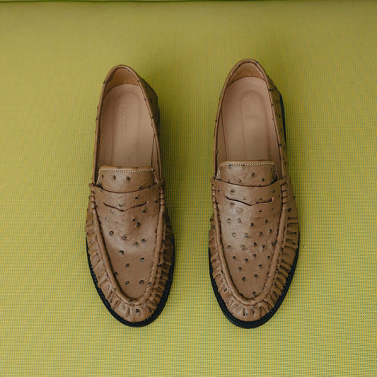 Le Loafer penny loafers in embossed ostrich by COCOBELLE