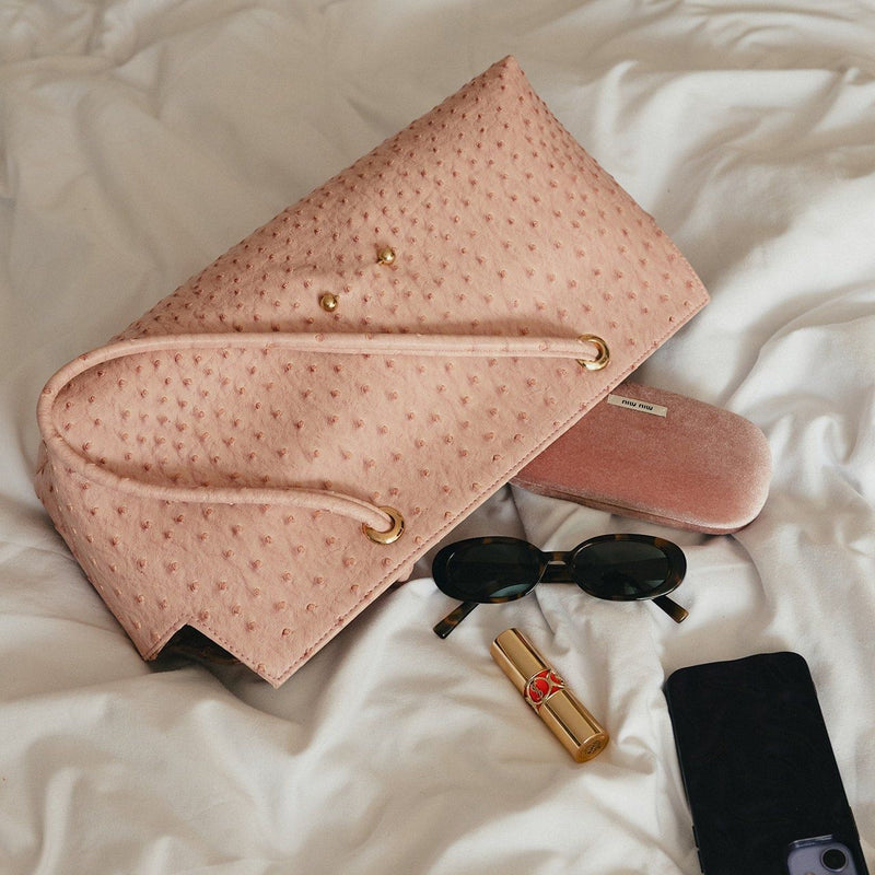 “Le Spec” Shoulder Bag in Blush Ostrich
