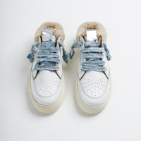 Marcy Shearling Mule Sneakers in Denim laces by COCOBELLE
