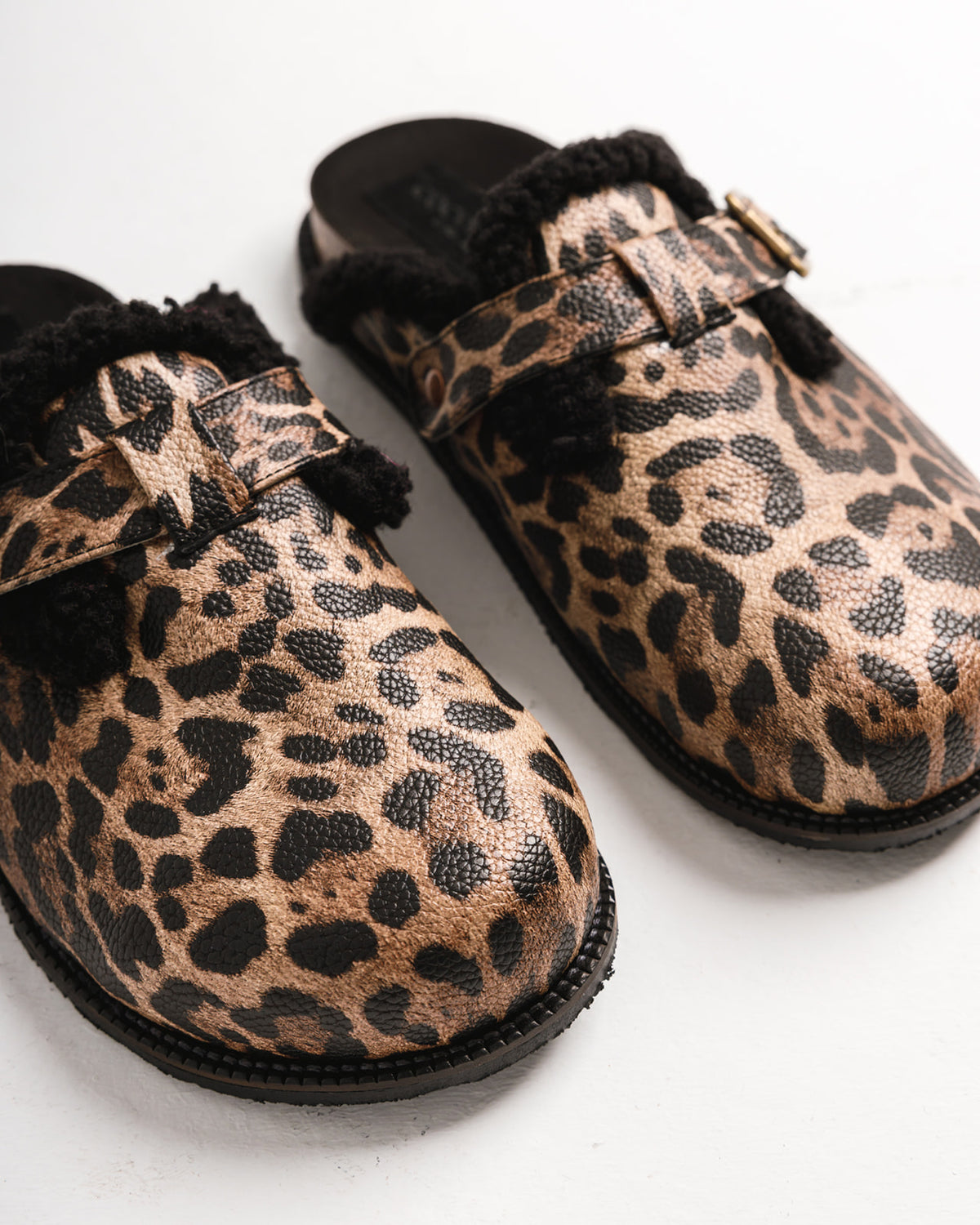 Milah clogs in leopard with shearling lining by COCOBELLE, view 2