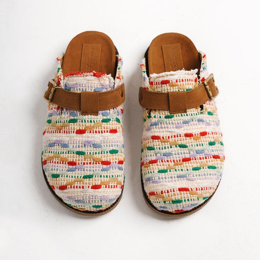 Handmade Milah clogs in tribal Egyptian kiliim by COCOBELLE