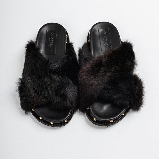Nina 100% Rabbit fur in Black by COCOBELLE