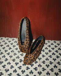 Stacey square-toe ballerina flats in leopard velvet by COCOBELLE