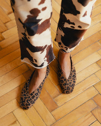 Stacey square-toe ballerina flats in leopard velvet by COCOBELLE, view 2