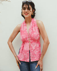 Tina floral butterfly top in bubblegum by COCOBELLE, view 2